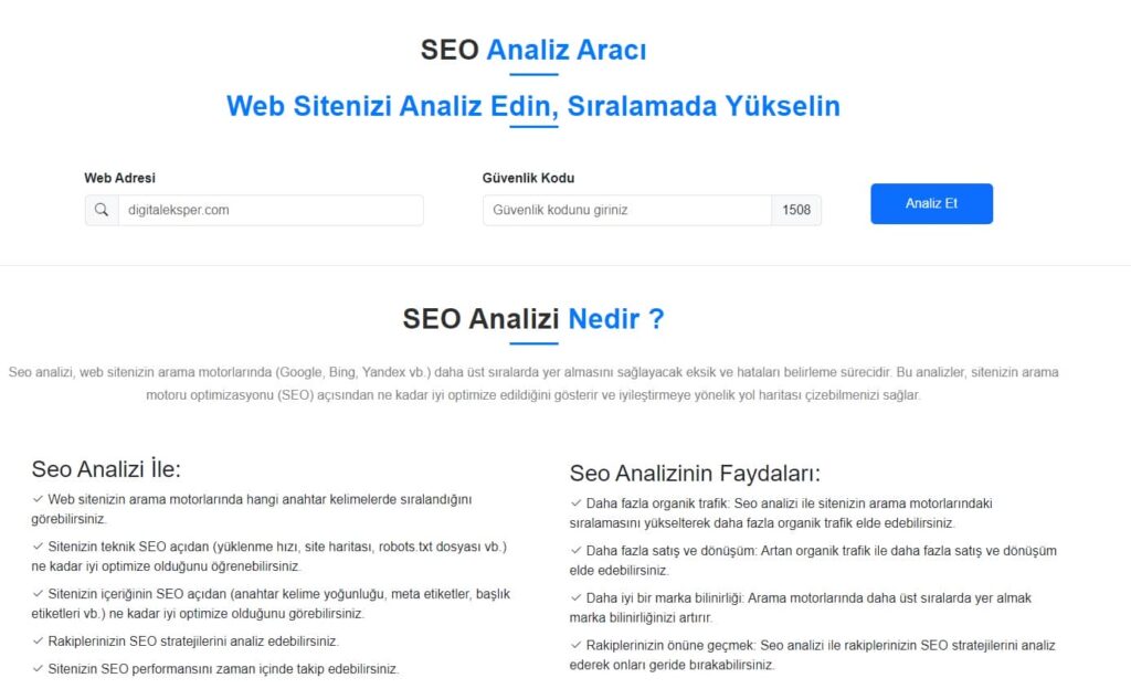 Digital Eksper Ücretsiz Seo Analizi